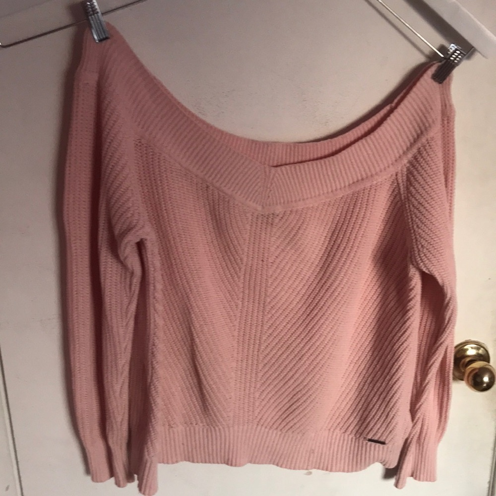 Baby pink sweater off the shoulder barely worn